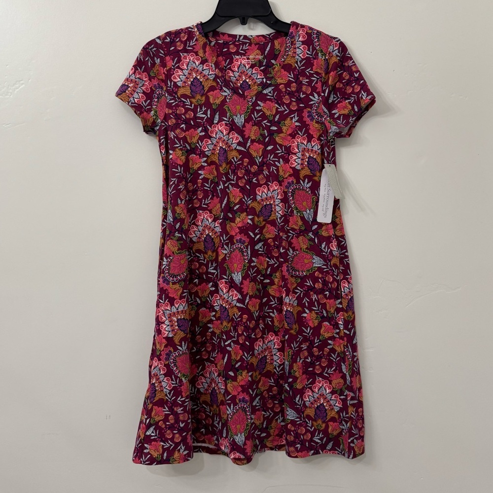 New Soft Surroundings Petite XS Vneck floral print Dress